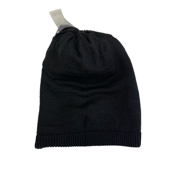 Christmas Tree Beanie Black and White Winter Hat with Silver Pom Pom - Picture 3 of 6
